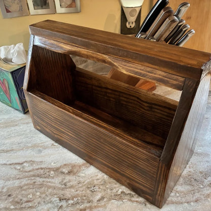 Handmade Wooden Garden Toolbox with Handle